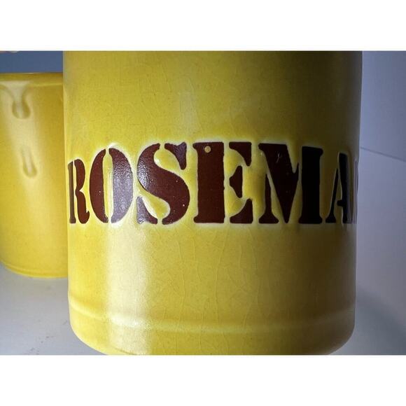 Vintage Kiln Craft Ceramic Herb Storage Canisters, MCM, Decorative, Yellow/Brown - Picture 7 of 9